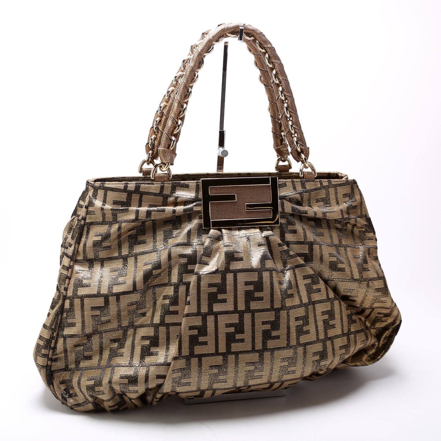 Fendi Mia Tote Metallic Zucca Canvas Large Bag