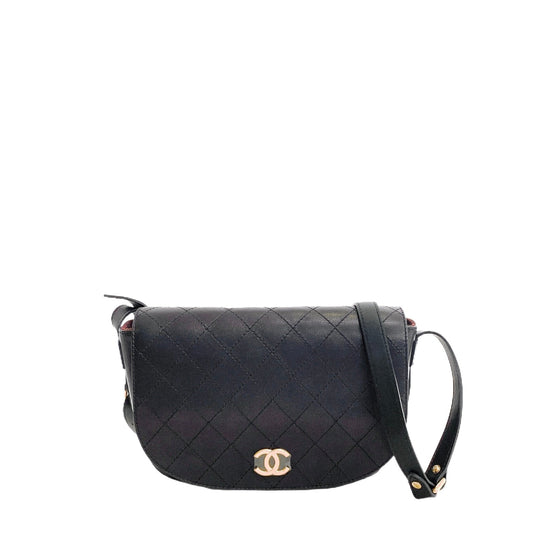 Chanel CC BLACK SADDLE TYPE MESSENGER Handbag - Rovelle Bags