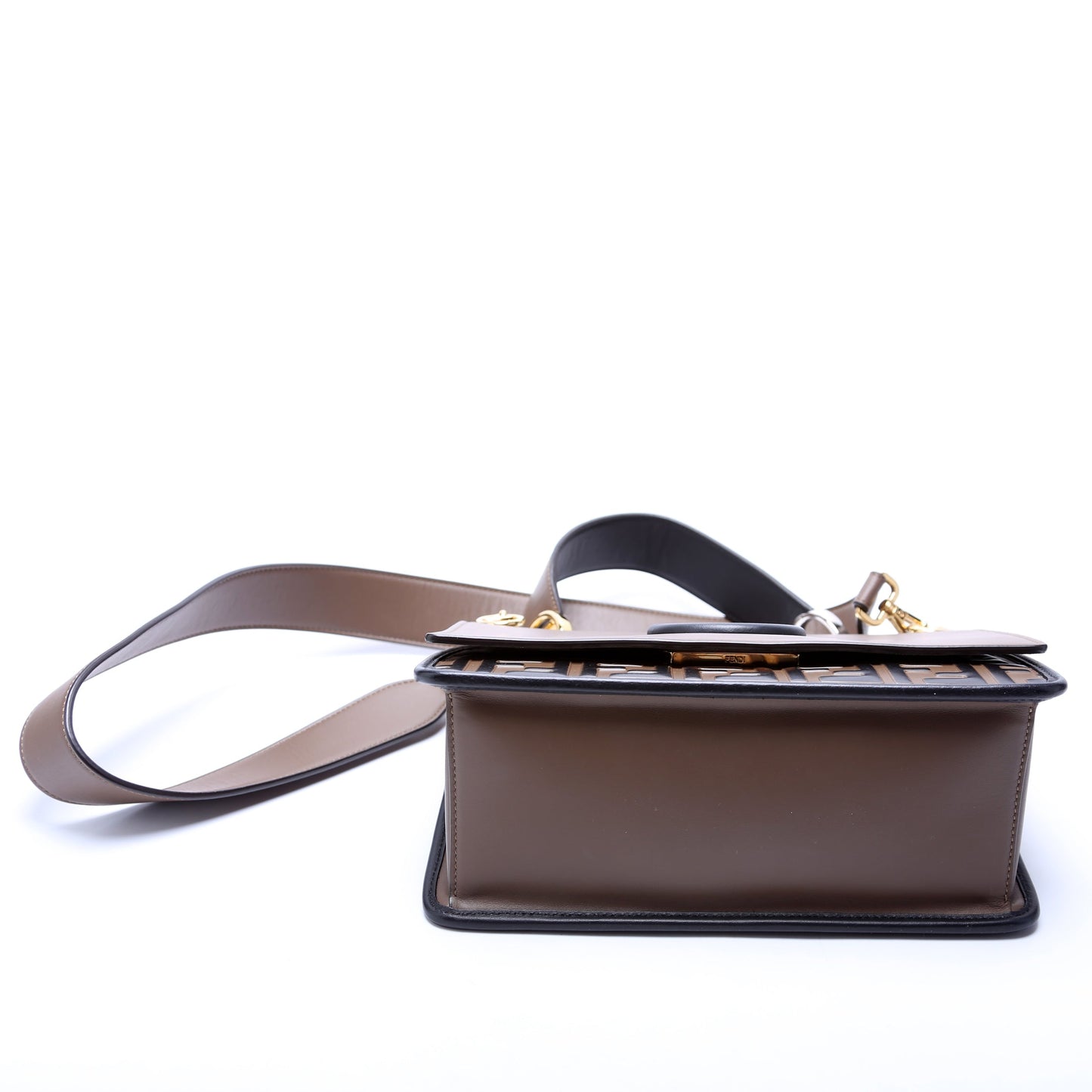Fendi 8BT284 Kan I Medium Shoulder Vitello F Is Brown/Black Bag