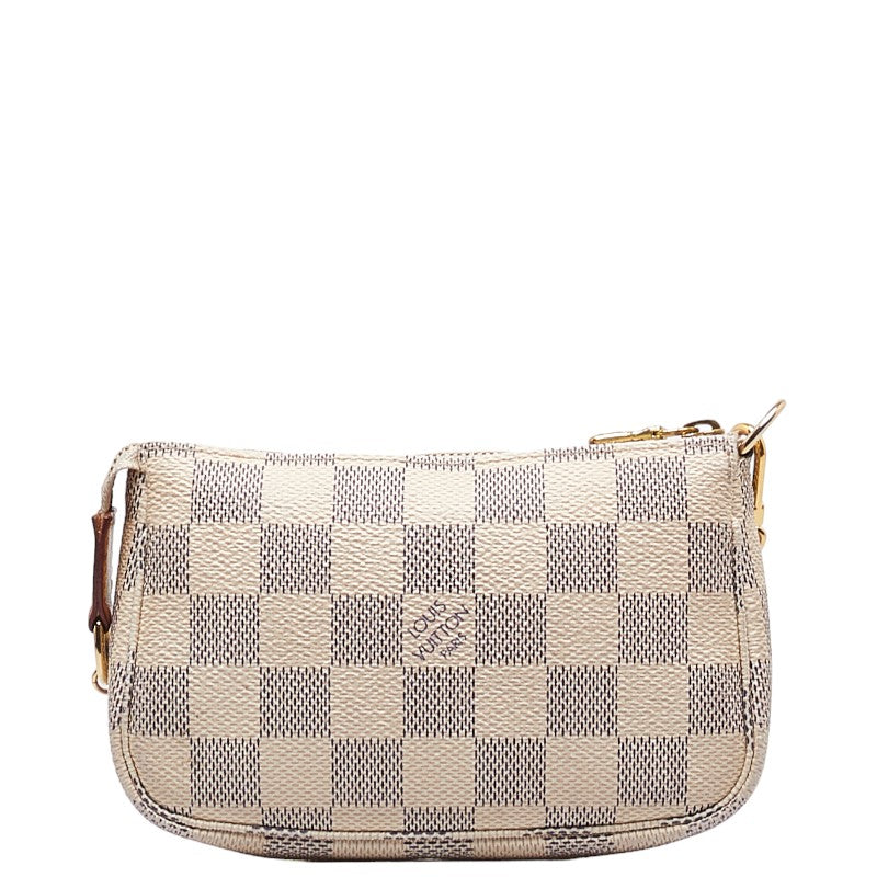 Louis Vuitton Damier Azur Mini Pochette Accessories Accessory Pochette N58010 White PVC Leather Louis Vuitton