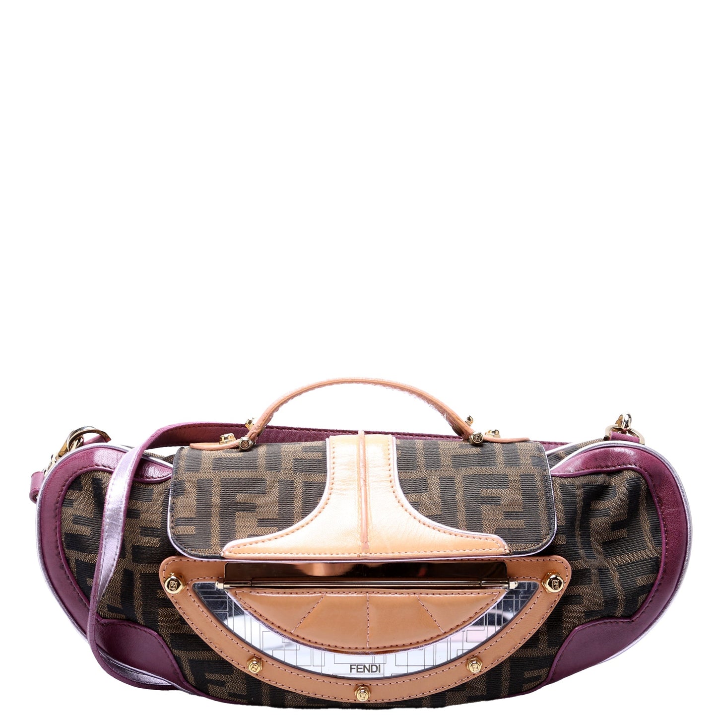 Fendi 8BN133 FF Zucca Vanity Clutch Brown/Plum Bag