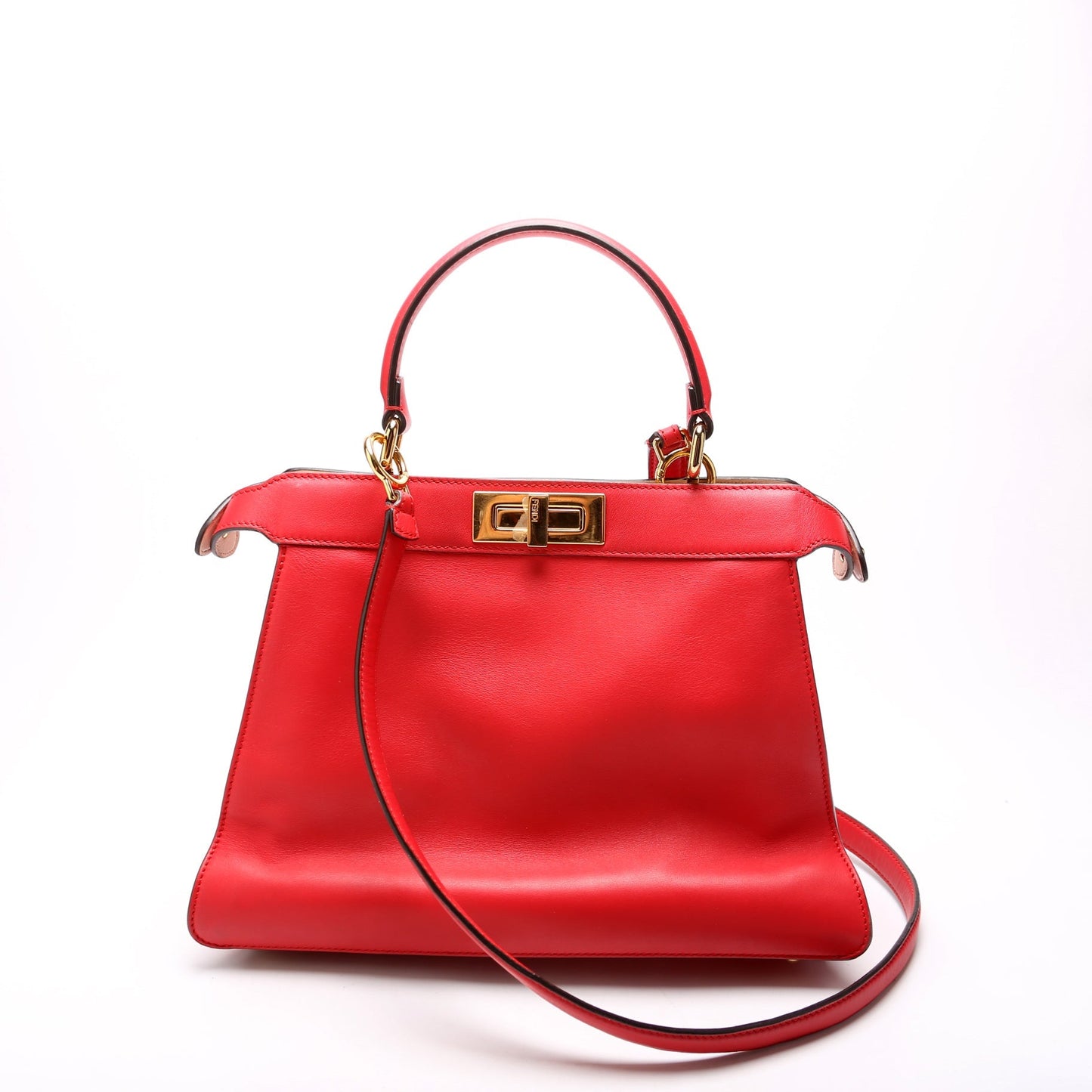 Fendi Peekaboo Iseeu Medium Vitello Leather Red Bag