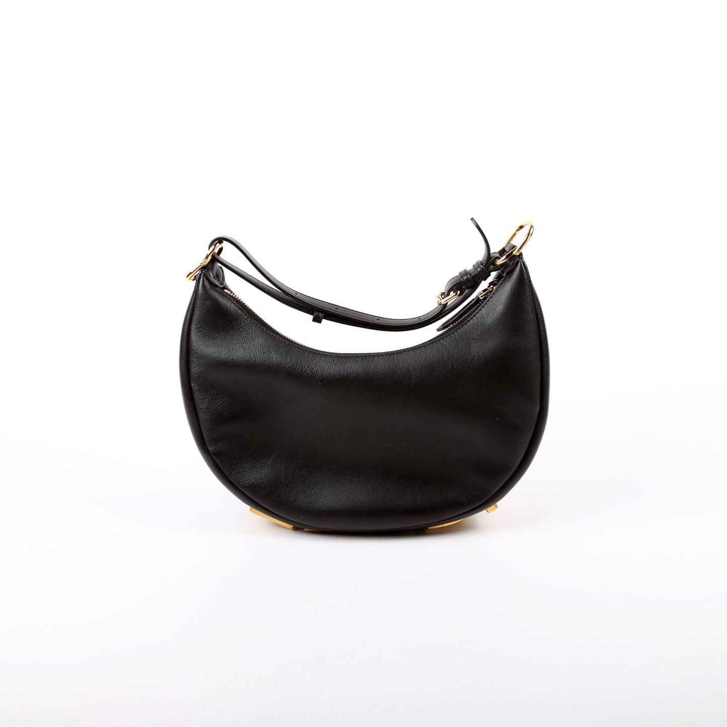 Fendi 8BR798graphy Small Leather Hobo Black Bag