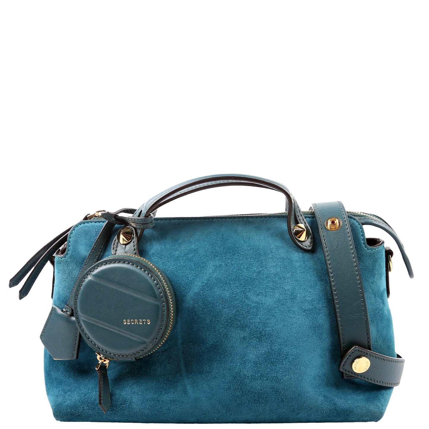 Fendi 8BL124 By the Way Medium Coin Pocket Suede Teal Bag
