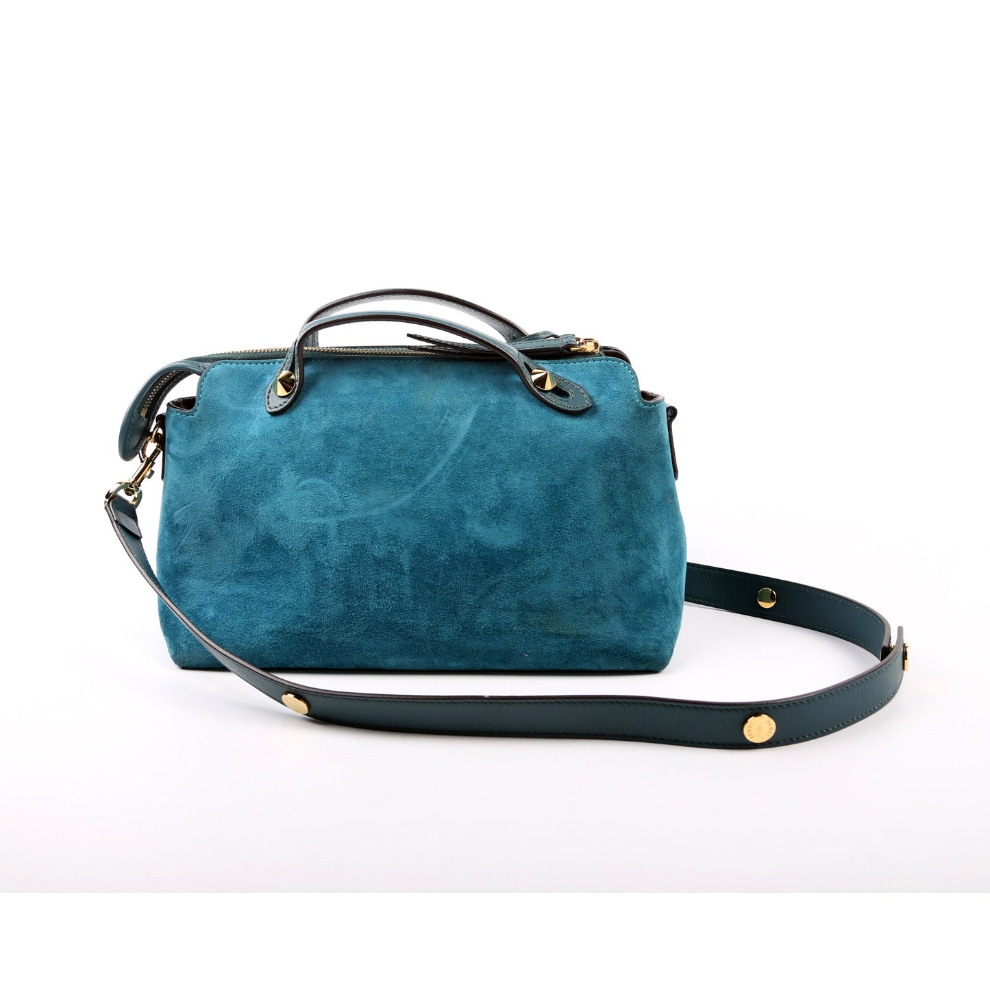 Fendi 8BL124 By the Way Medium Coin Pocket Suede Teal Bag