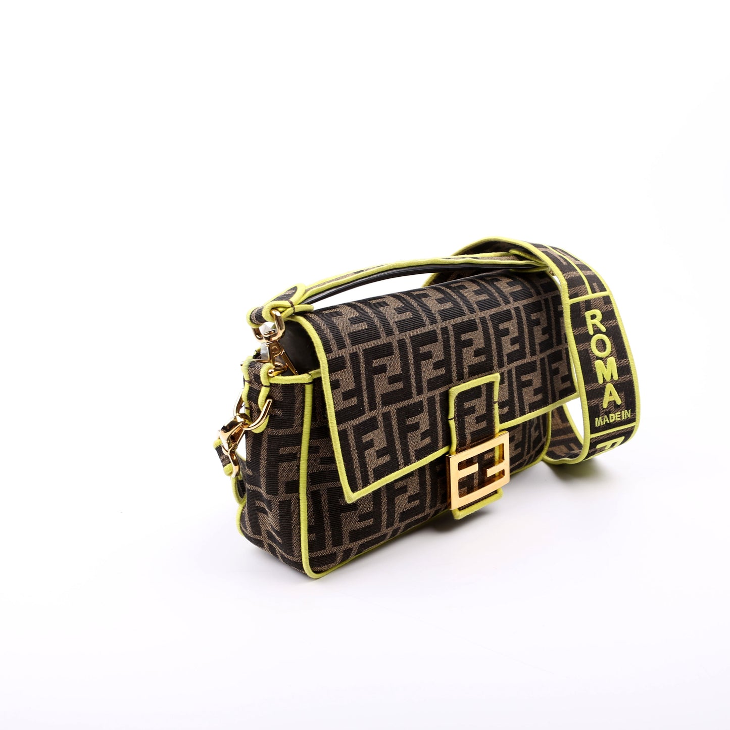 Fendi FF Jacquarduette Brown/Green Bag