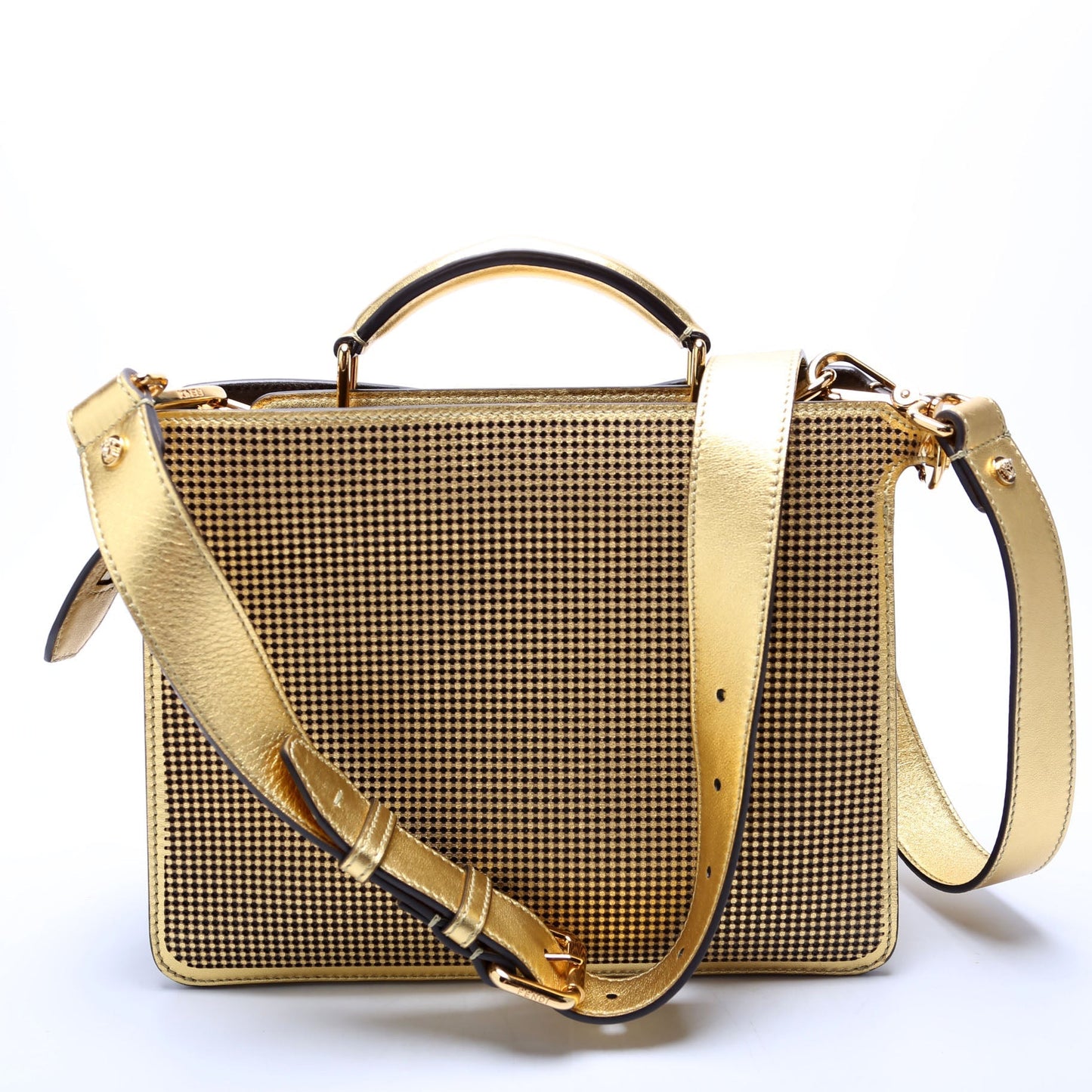 Fendi Fendance Peekaboo 'I See U' Metallic Meidum Gold Bag