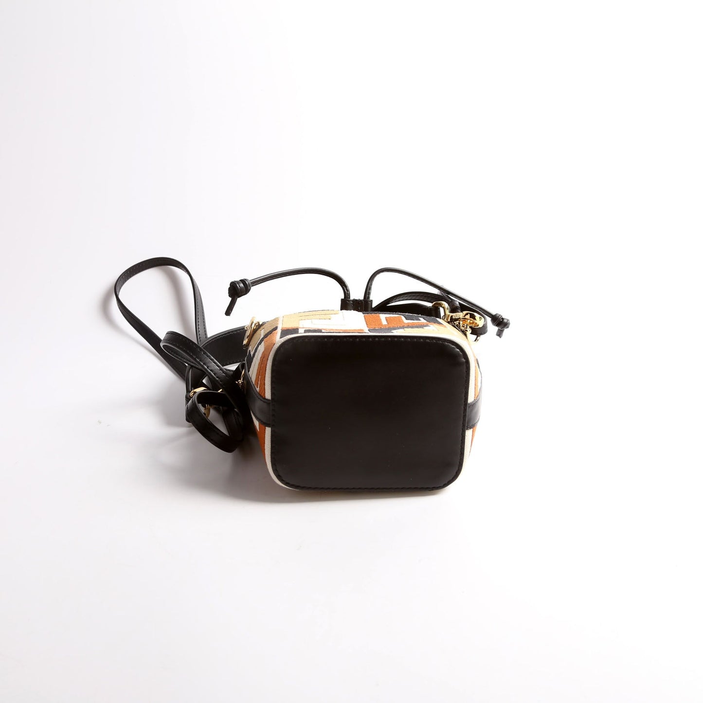 Fendi 8BS010 Mon Tresor Mini Bucket Leather/Canvas FF Black/Brown Bag