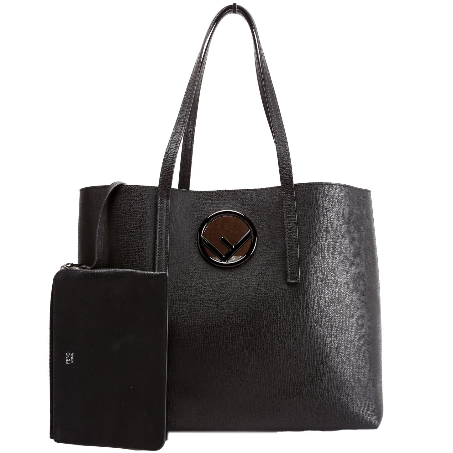 Fendi 8BH348 F Logo Shopper Black Bag