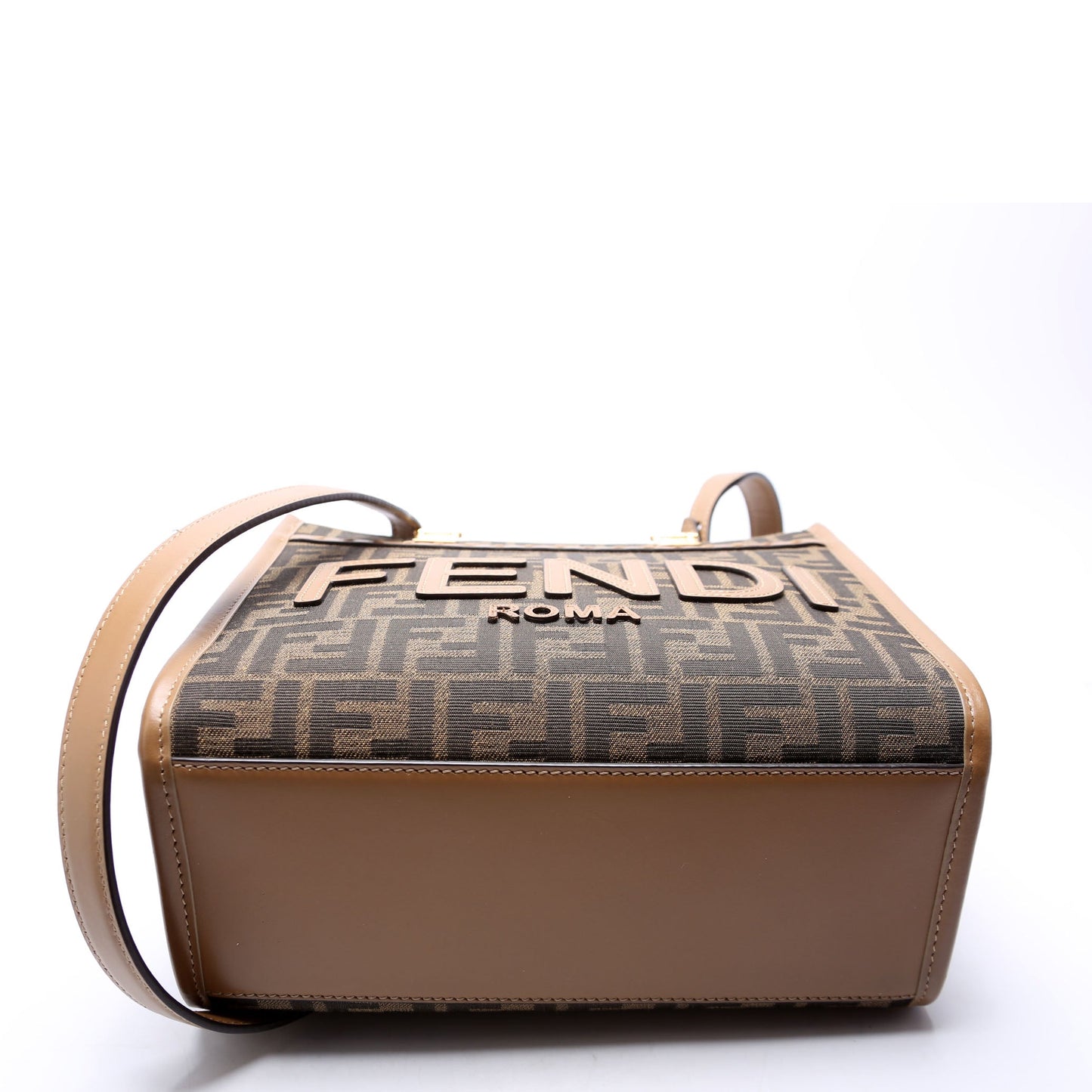 Fendi 8BH394 Sunshine Shopper Small FF Canvas Brown Bag