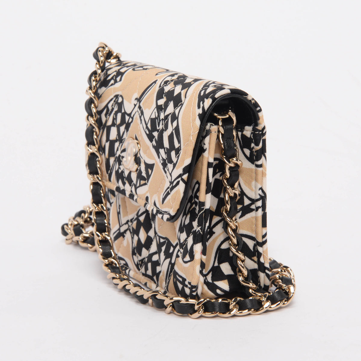 Chanel Beige Checkered Flag Print Handbag - Rovelle Bags