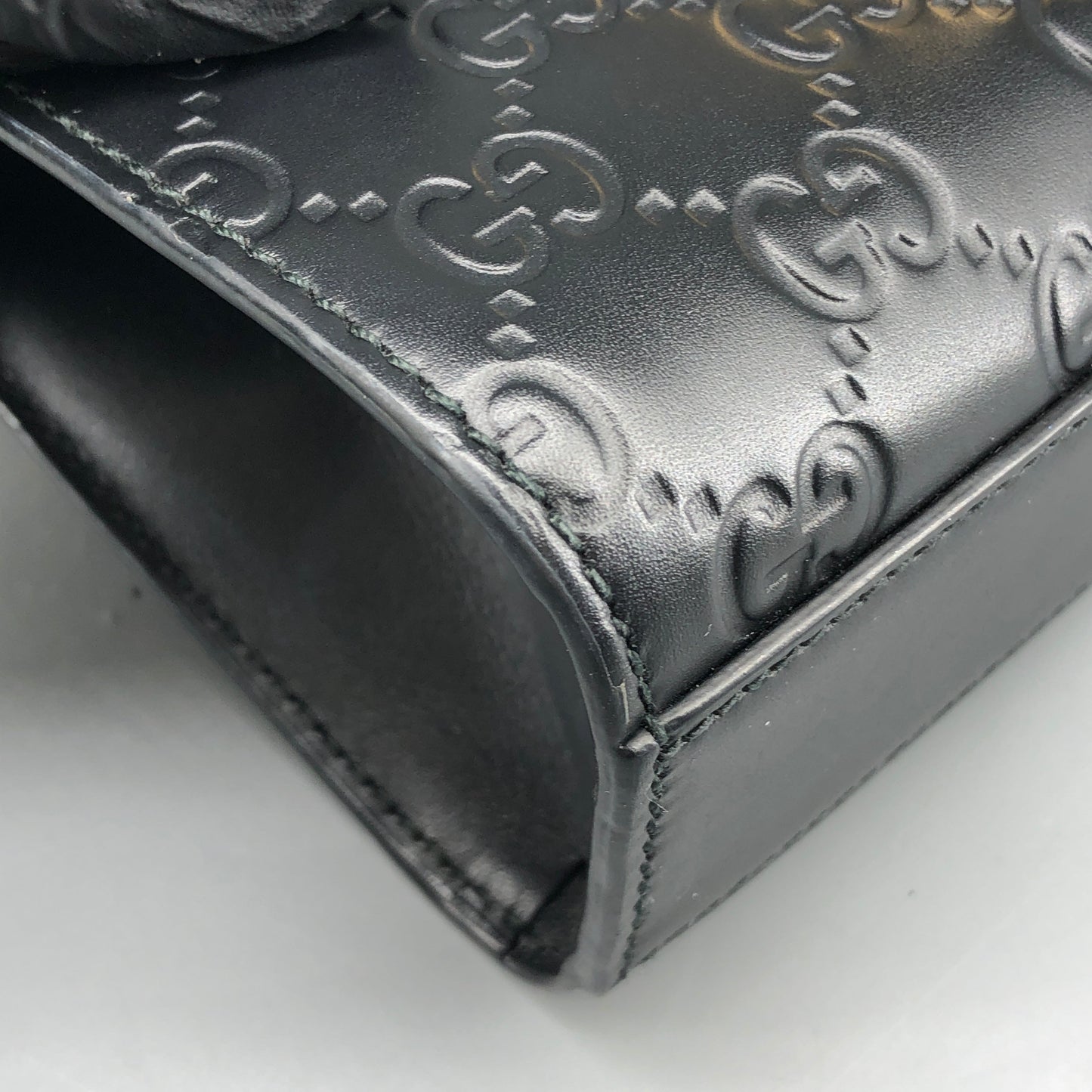 Gucci Black GG Embossed Leather Padlock Shoulder Bag
