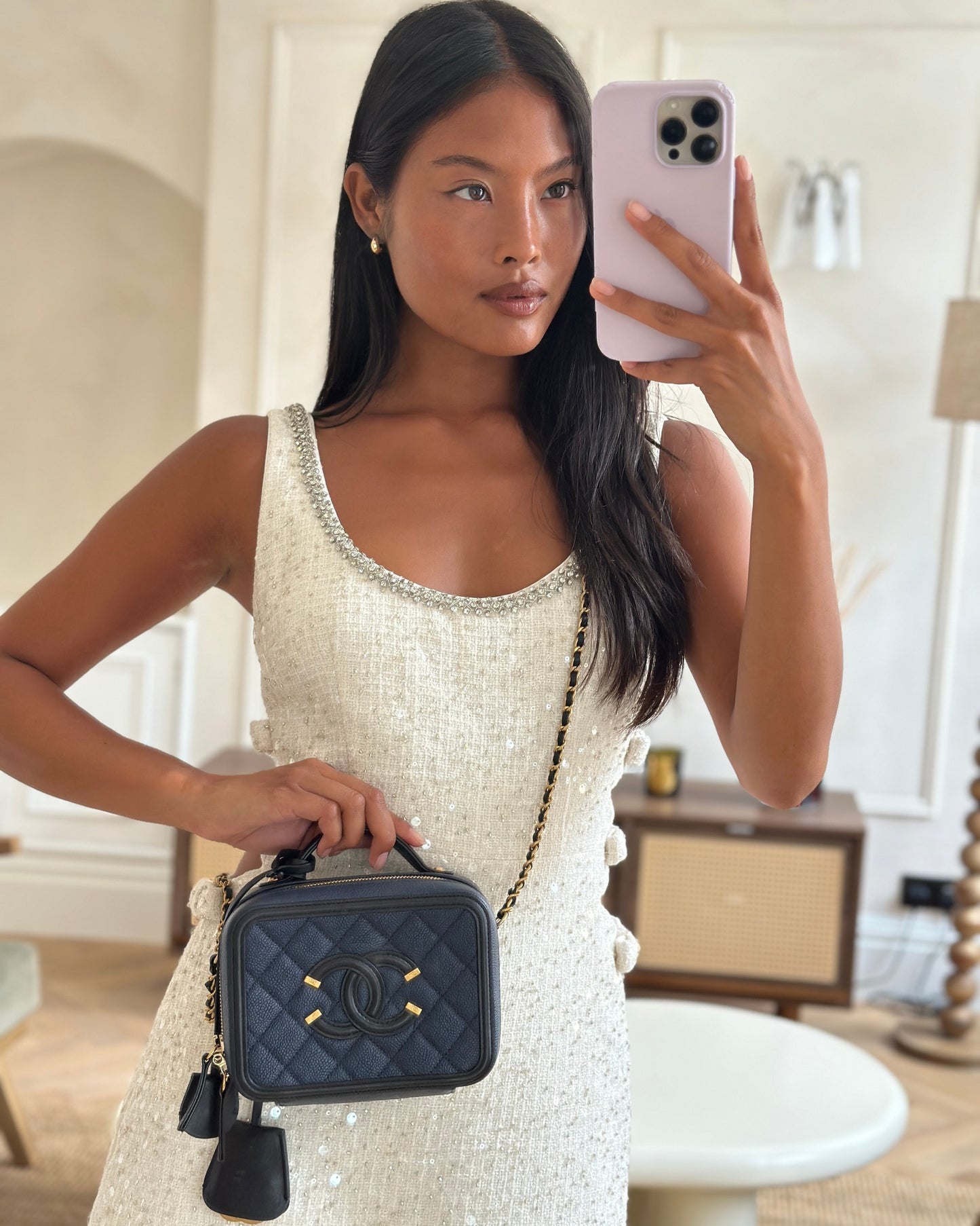 Chanel *HOT* Chanel Navy & Black Vanity Bag - Rovelle Bags