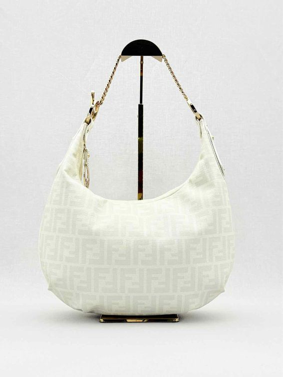 FENDI Chef Chain White & Grey Zucca Hobo bag