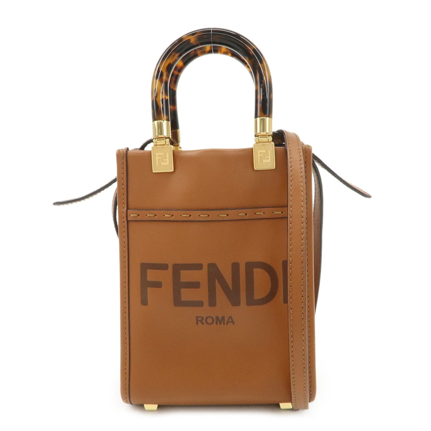 FENDI Sunshine Leather Shopper Small 2Way Bag Shoulder Bag 8BS051