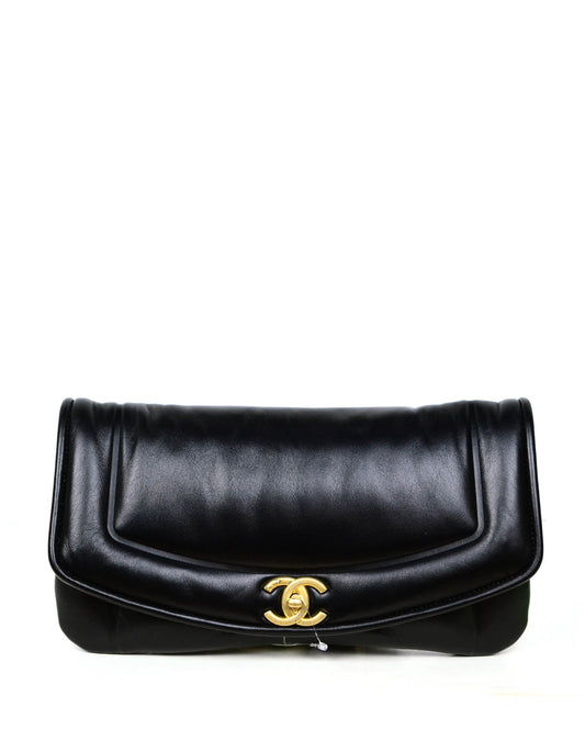 Chanel 2019 NWT Black Shiny Lambskin Clutch Bag - Rovelle Bags