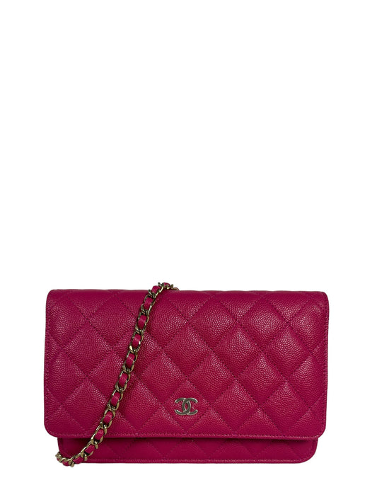 Chanel 2022 Fuchsia Quilted Caviar Leather Crossbody Bag - Rovelle Bags