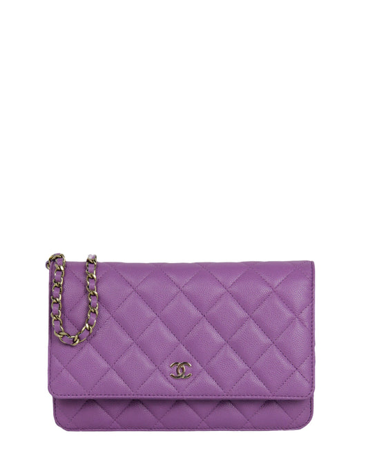 Chanel 2022 Purple Quilted Caviar Leather Crossbody Bag - Rovelle Bags