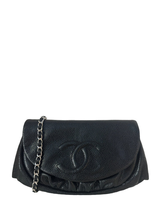 Chanel Black Caviar Leather Half Moon Crossbody Bag - Rovelle Bags