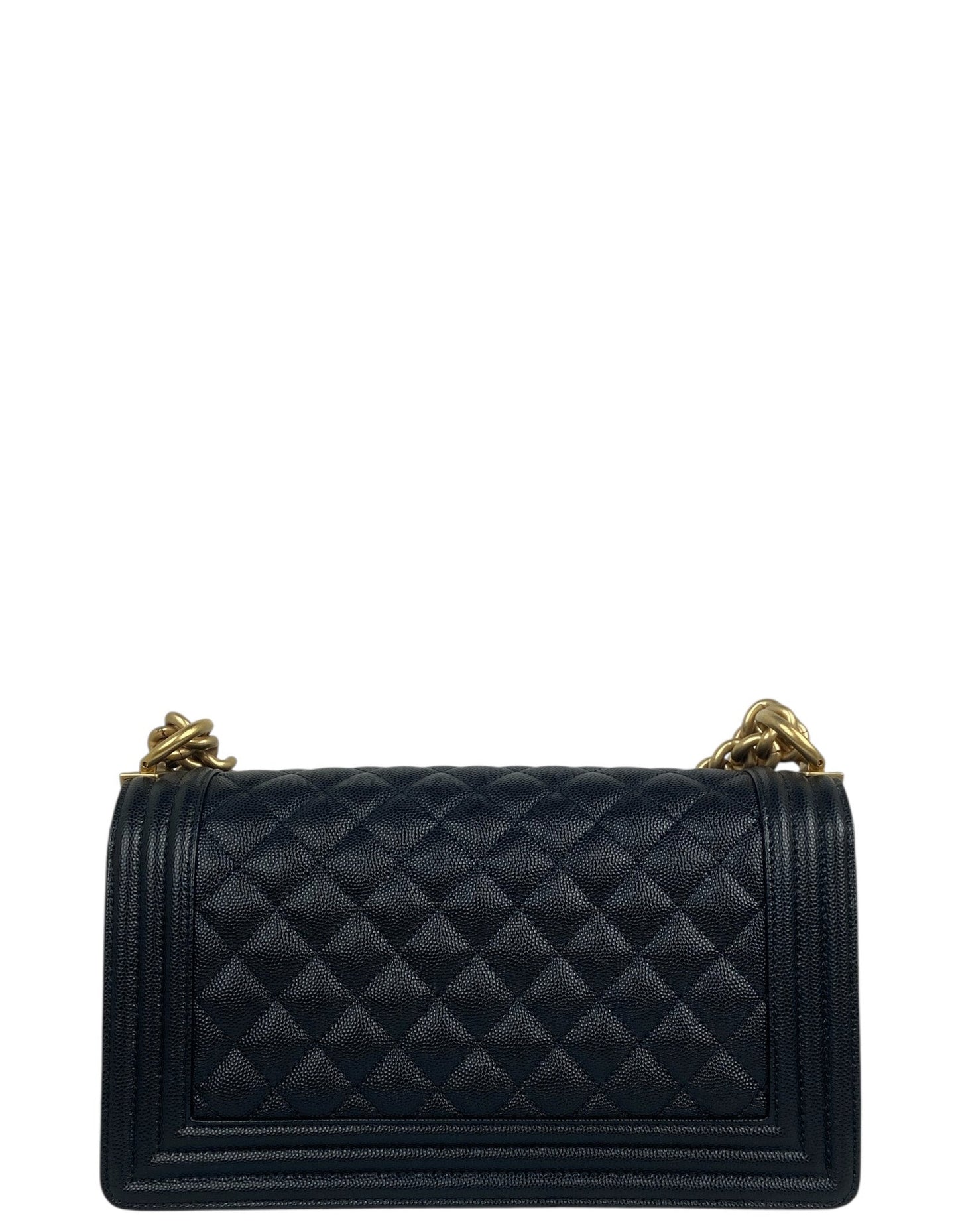 Chanel Black Caviar "Old" Medium Boy Handbag - Rovelle Bags