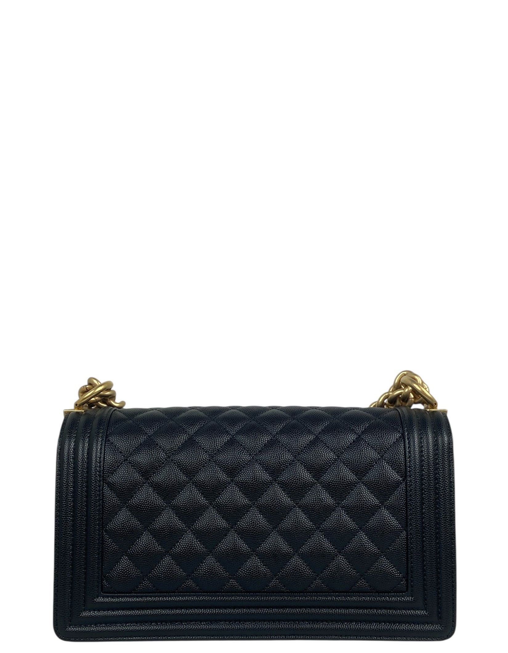 Chanel Black Caviar "Old" Medium Boy Handbag - Rovelle Bags