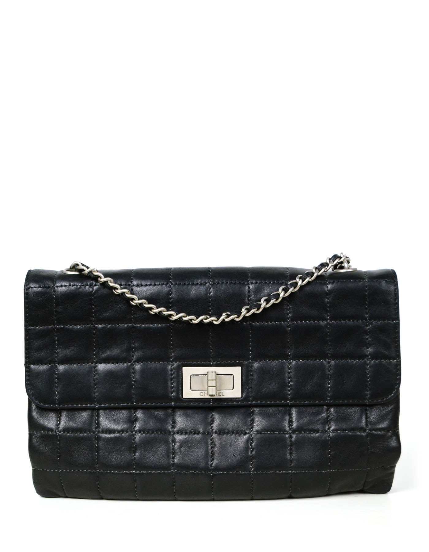 Chanel Black Lambskin Leather Square Quilted Flap Bag - Rovelle Bags