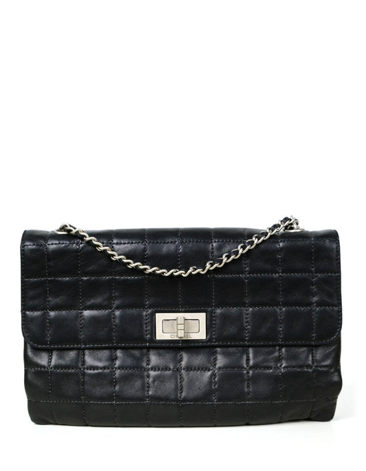 Chanel Black Lambskin Leather Square Quilted Flap Bag - Rovelle Bags