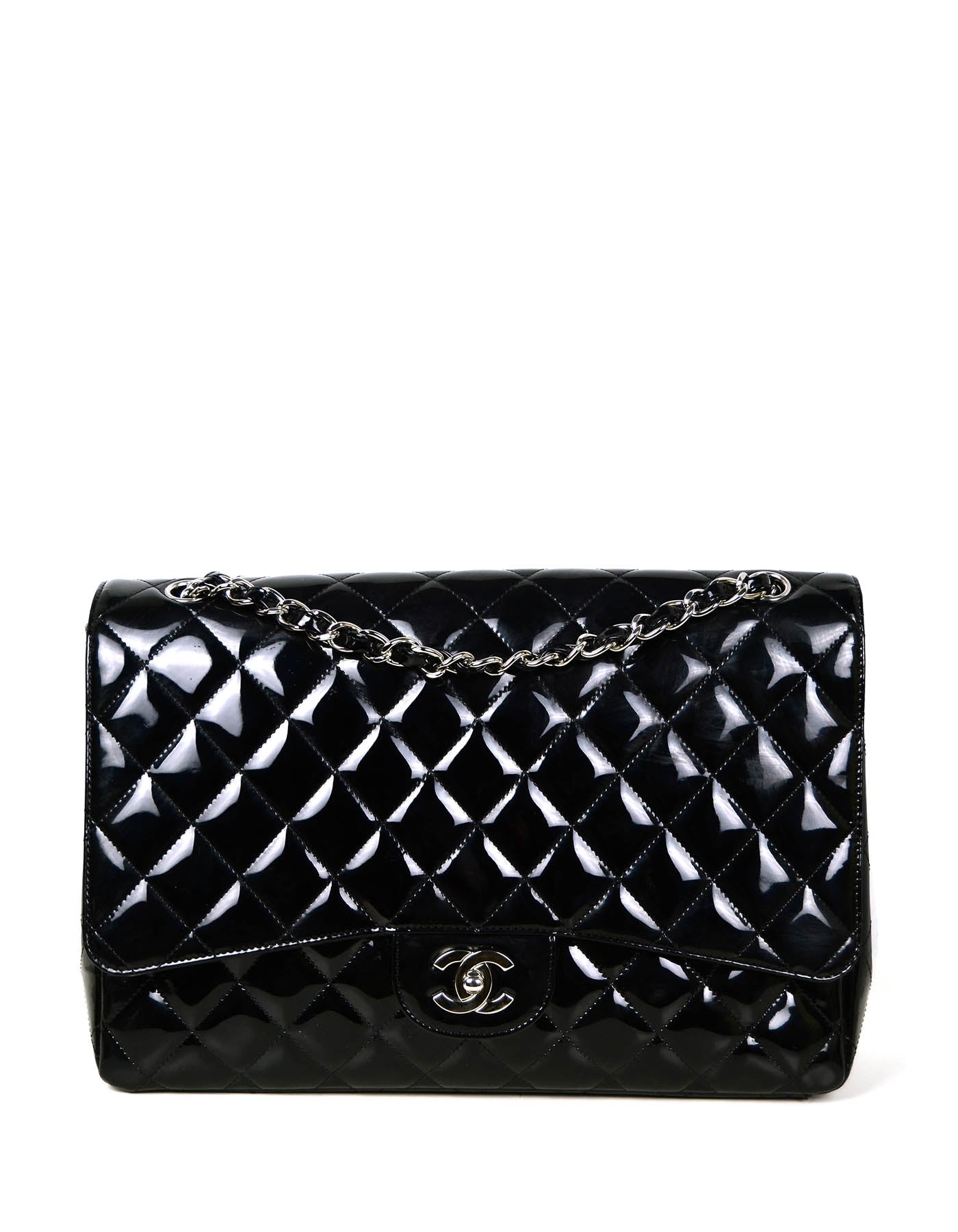 Chanel Black Patent Leather Quilted Single Flap Bag - Rovelle Bags