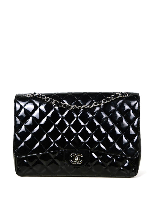 Chanel Black Patent Leather Quilted Single Flap Bag - Rovelle Bags