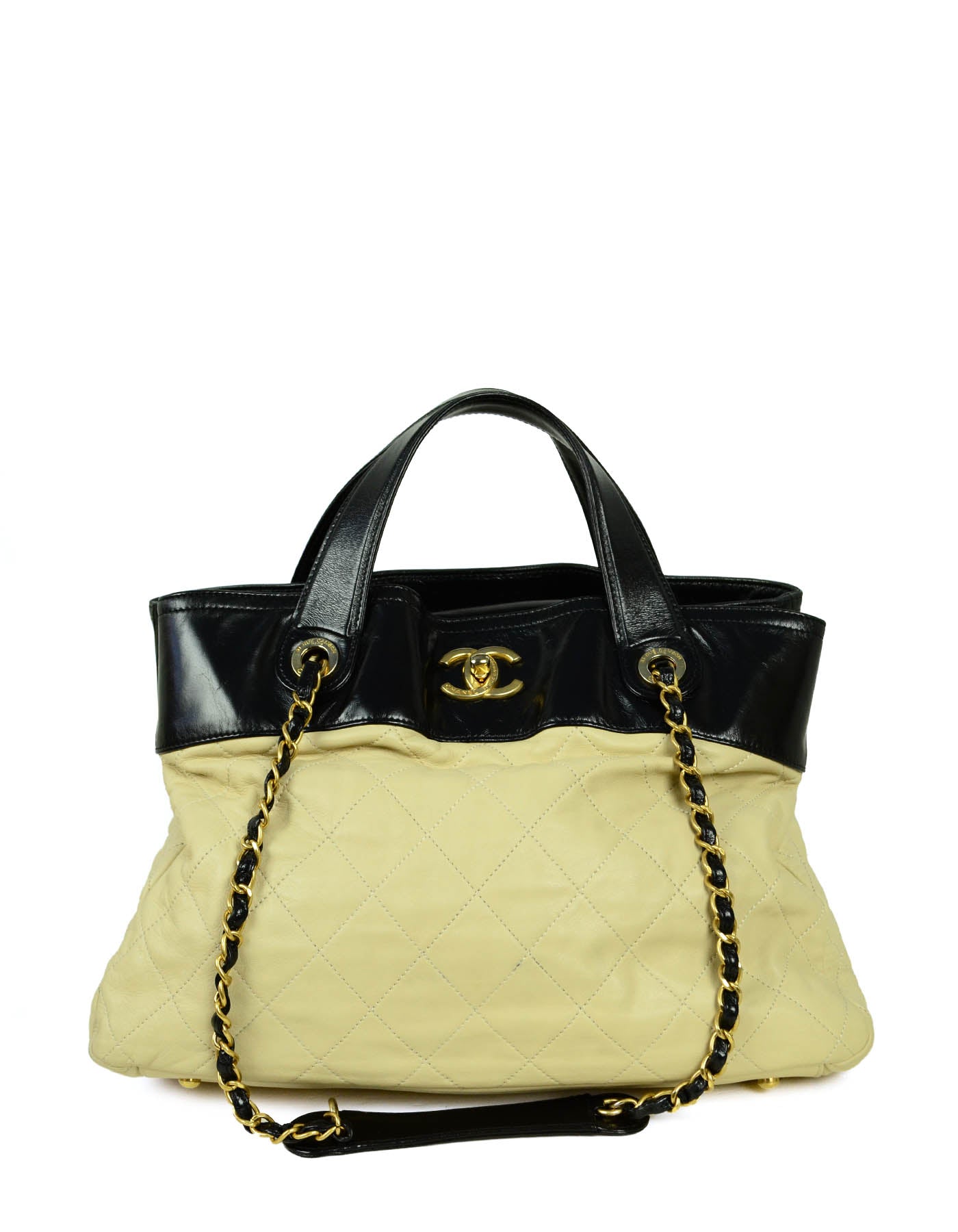 Chanel Black/Beige Quilted Leather In-the-Mix Tote Tote Bag - Rovelle Bags