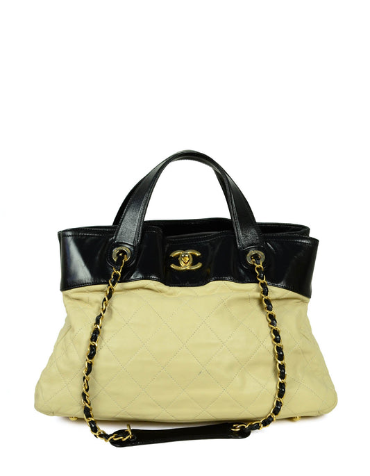 Chanel Black/Beige Quilted Leather In-the-Mix Tote Tote Bag - Rovelle Bags
