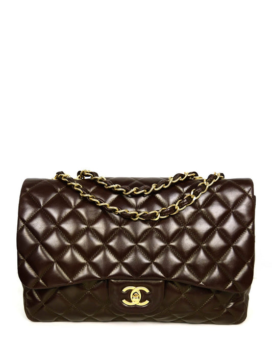 Chanel Brown Lambskin Quilted Single Flap Flap Bag - Rovelle Bags