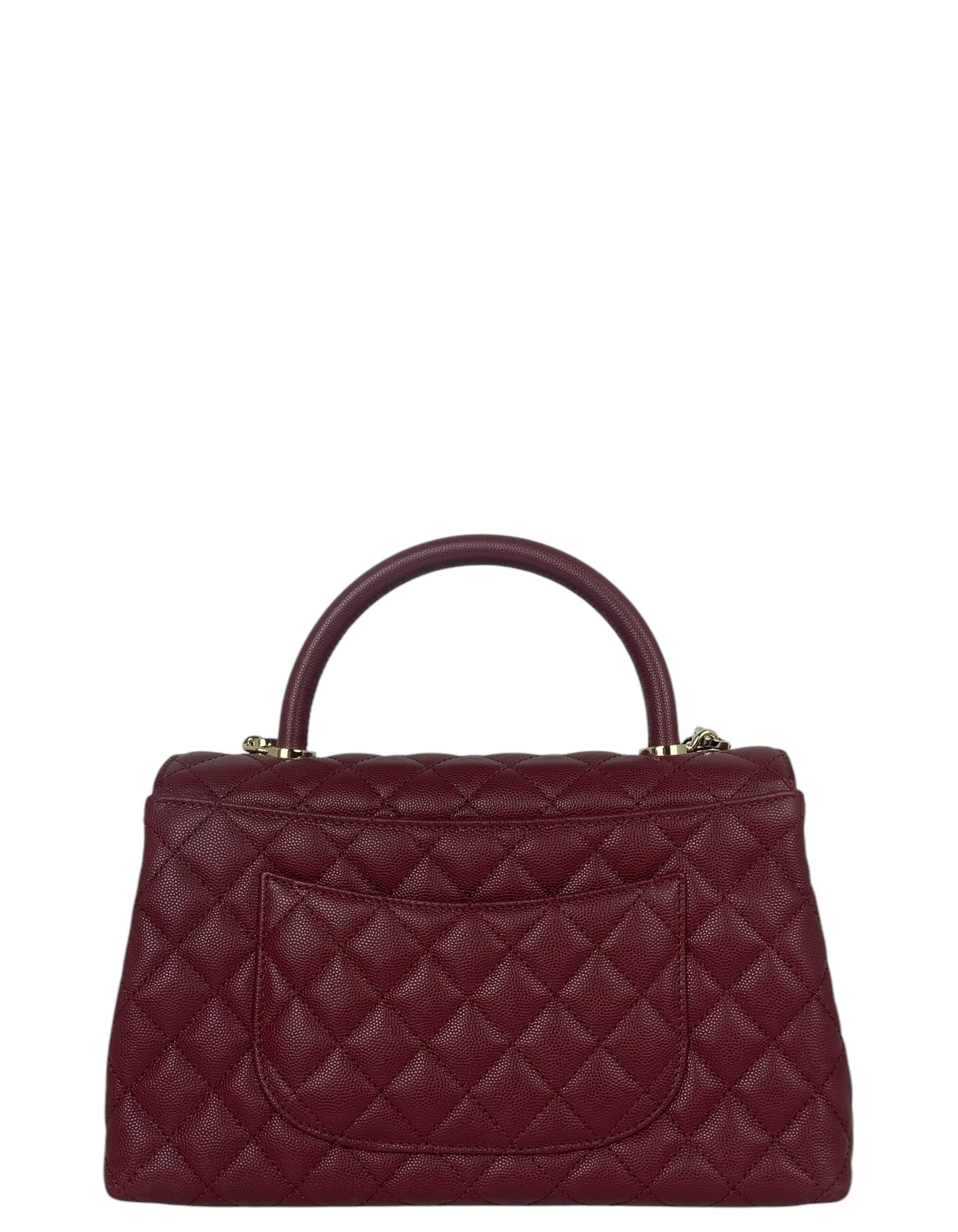 Chanel Burgundy Caviar Small Coco Handle Flap Bag - Rovelle Bags