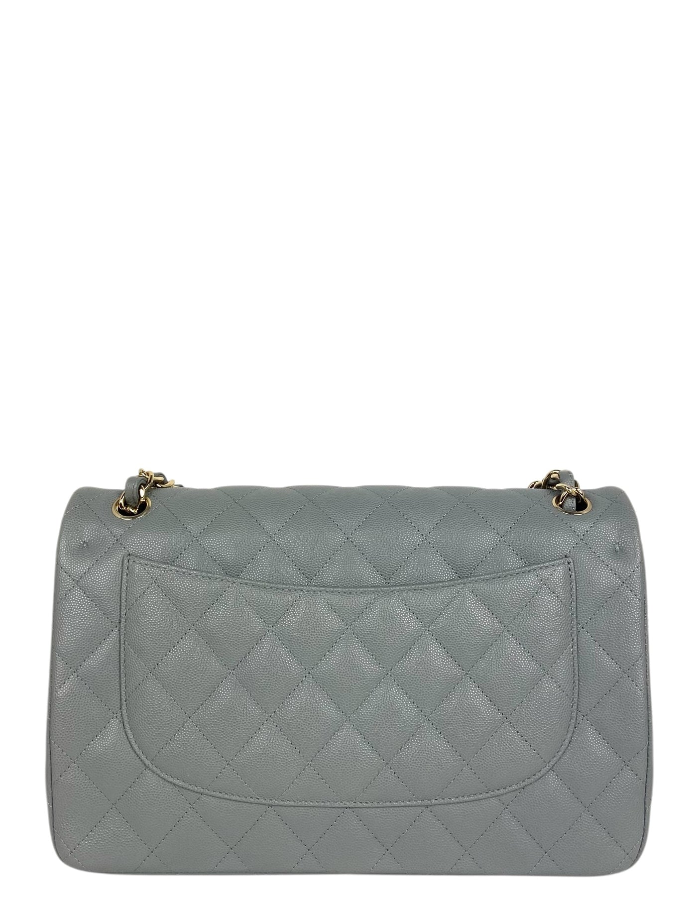 Chanel Grey Caviar Classic Double Flap Flap Bag - Rovelle Bags