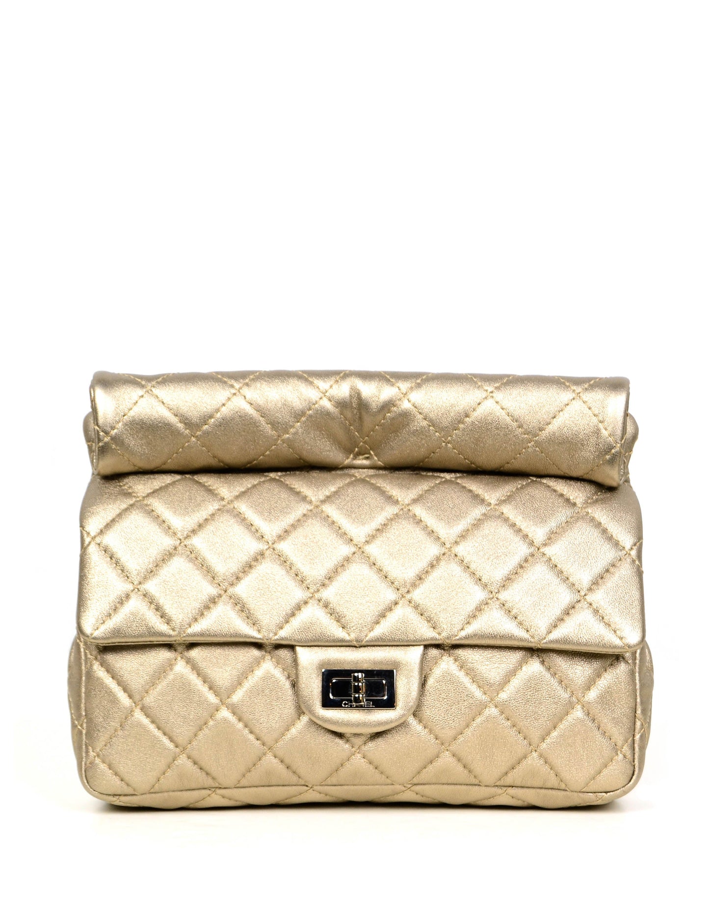 Chanel Khaki Metallic Calfskin 2.55 Reissue Clutch Bag - Rovelle Bags