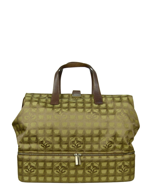 Chanel Khaki Logo Printed Travel Ligne Handbag - Rovelle Bags