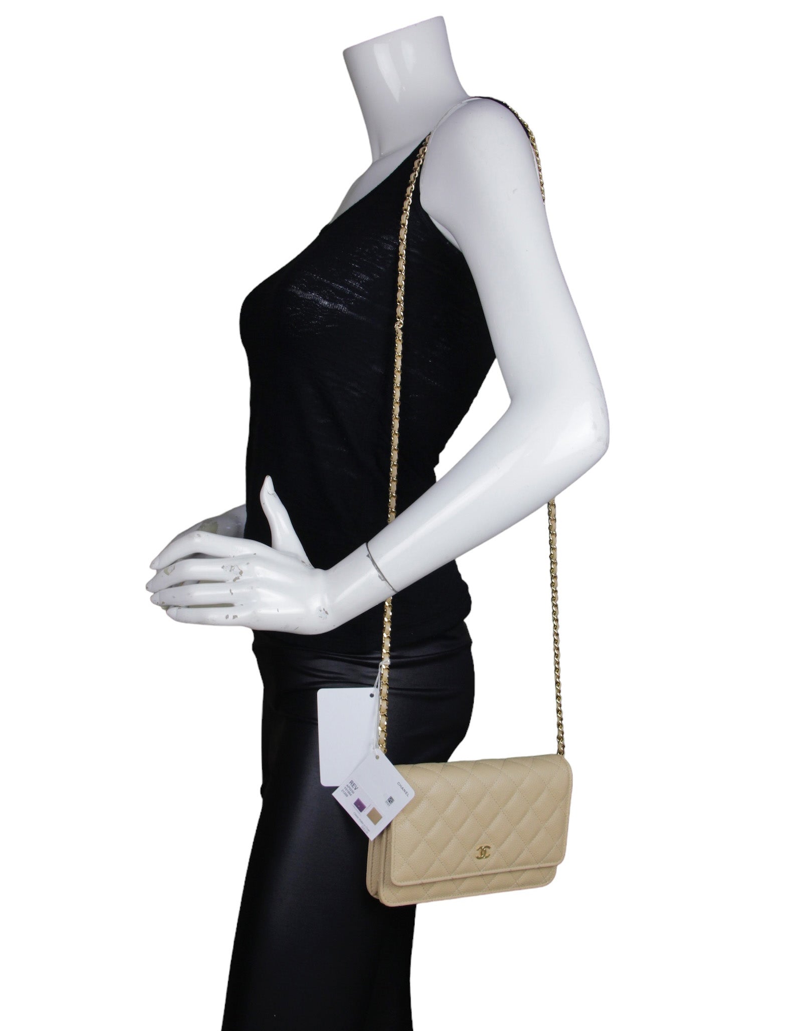 Chanel NWT Beige Caviar Leather WOC Crossbody Bag - Rovelle Bags