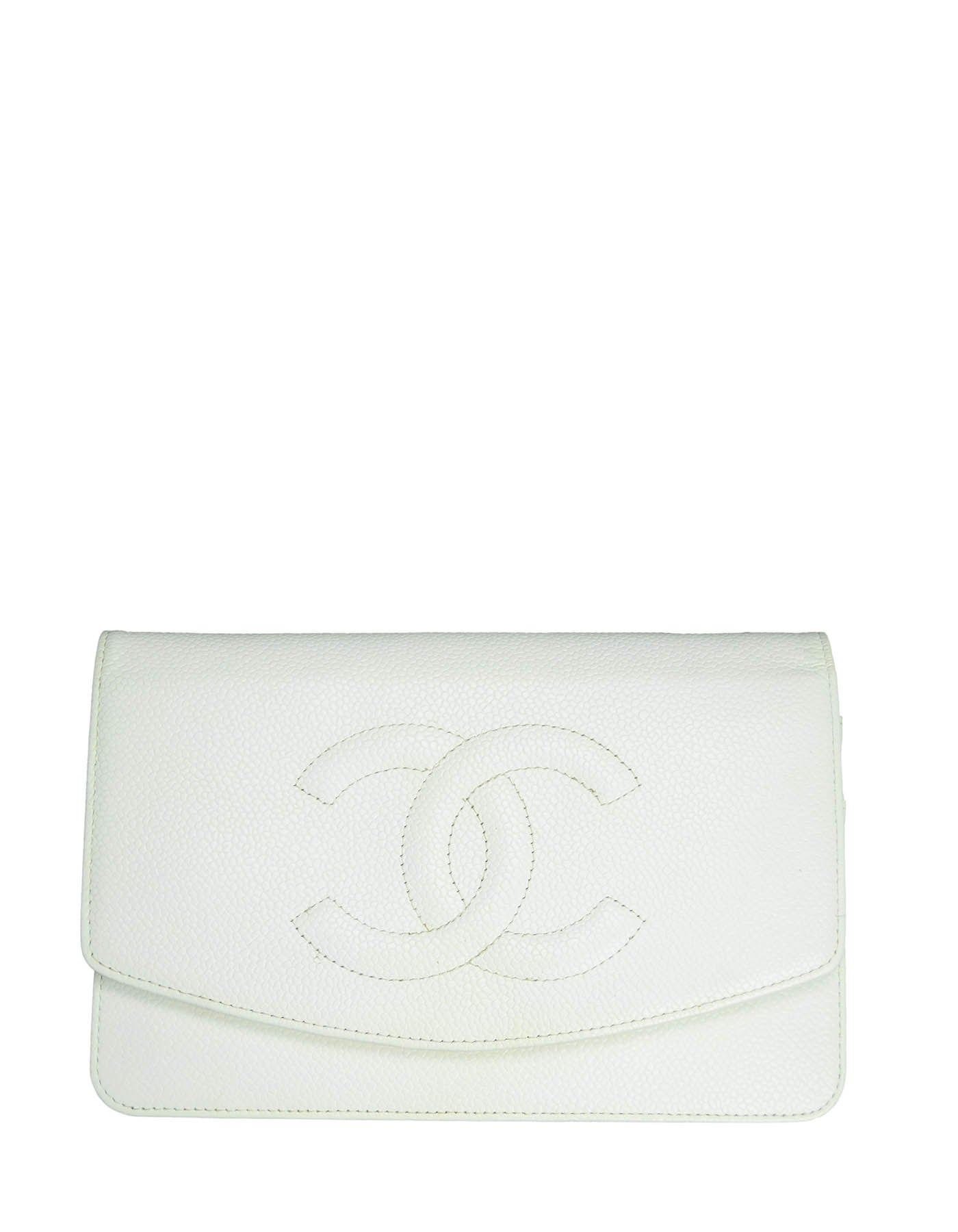 Chanel White Caviar Timeless CC Wallet Crossbody Bag - Rovelle Bags