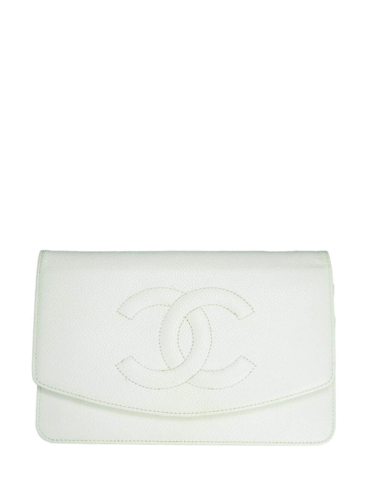 Chanel White Caviar Timeless CC Wallet Crossbody Bag - Rovelle Bags