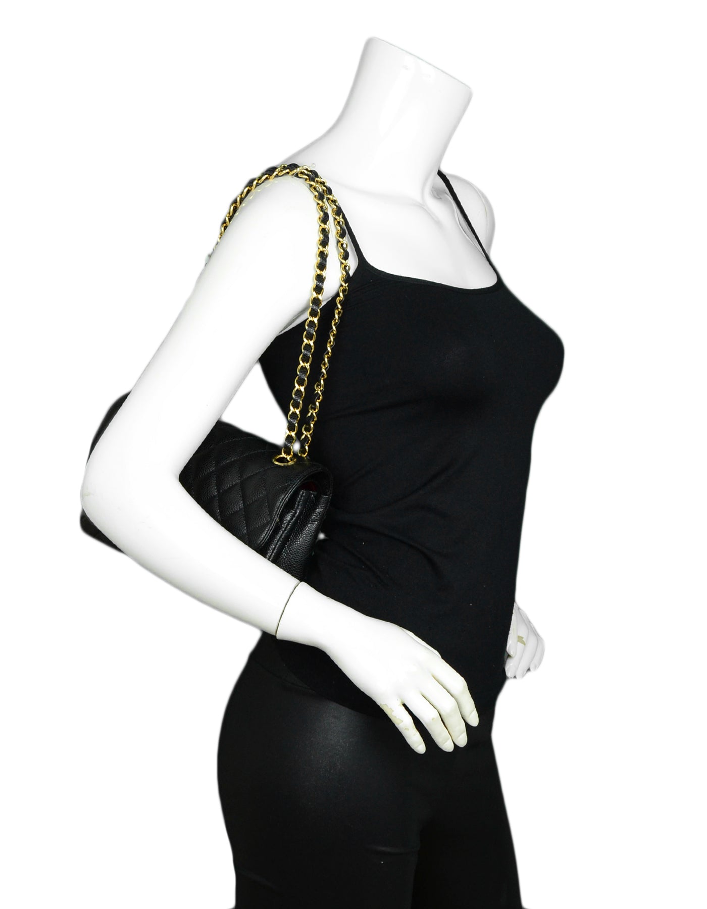 Chanel Black Quilted Caviar Leather 9" Flap Bag - Rovelle Bags