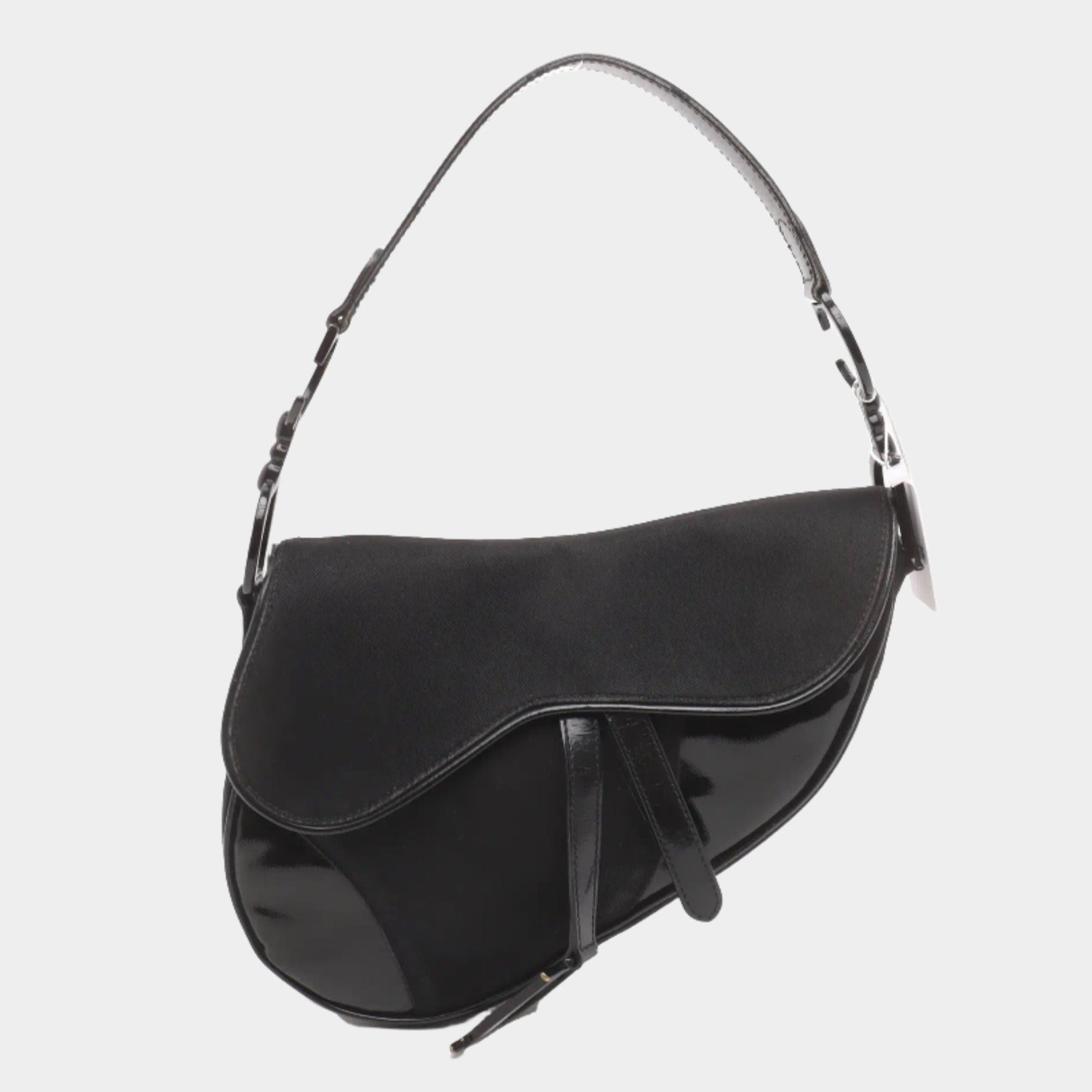 Dior Saddle So Black Fabric and Patent Leather Shoulder Bag