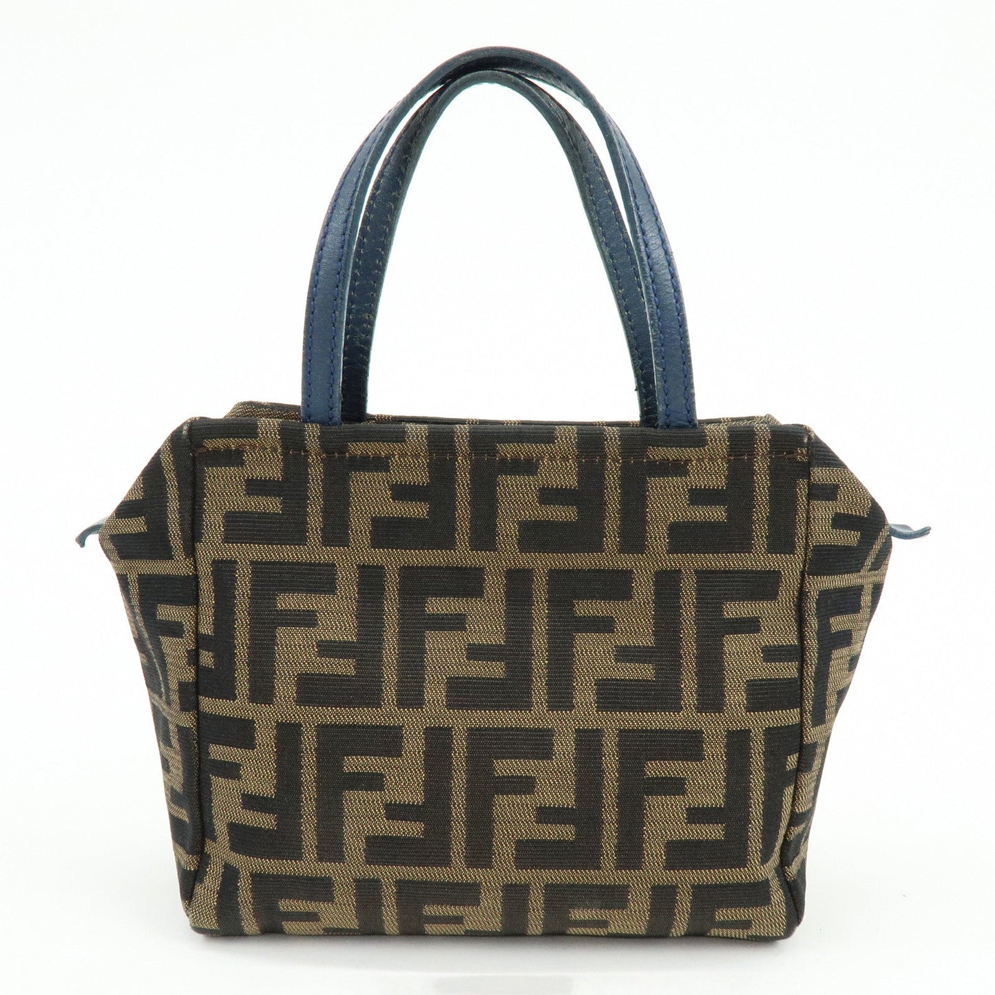 FENDI Zucca Canvas Leather Hand Bag Brown Black Navy 8N0000