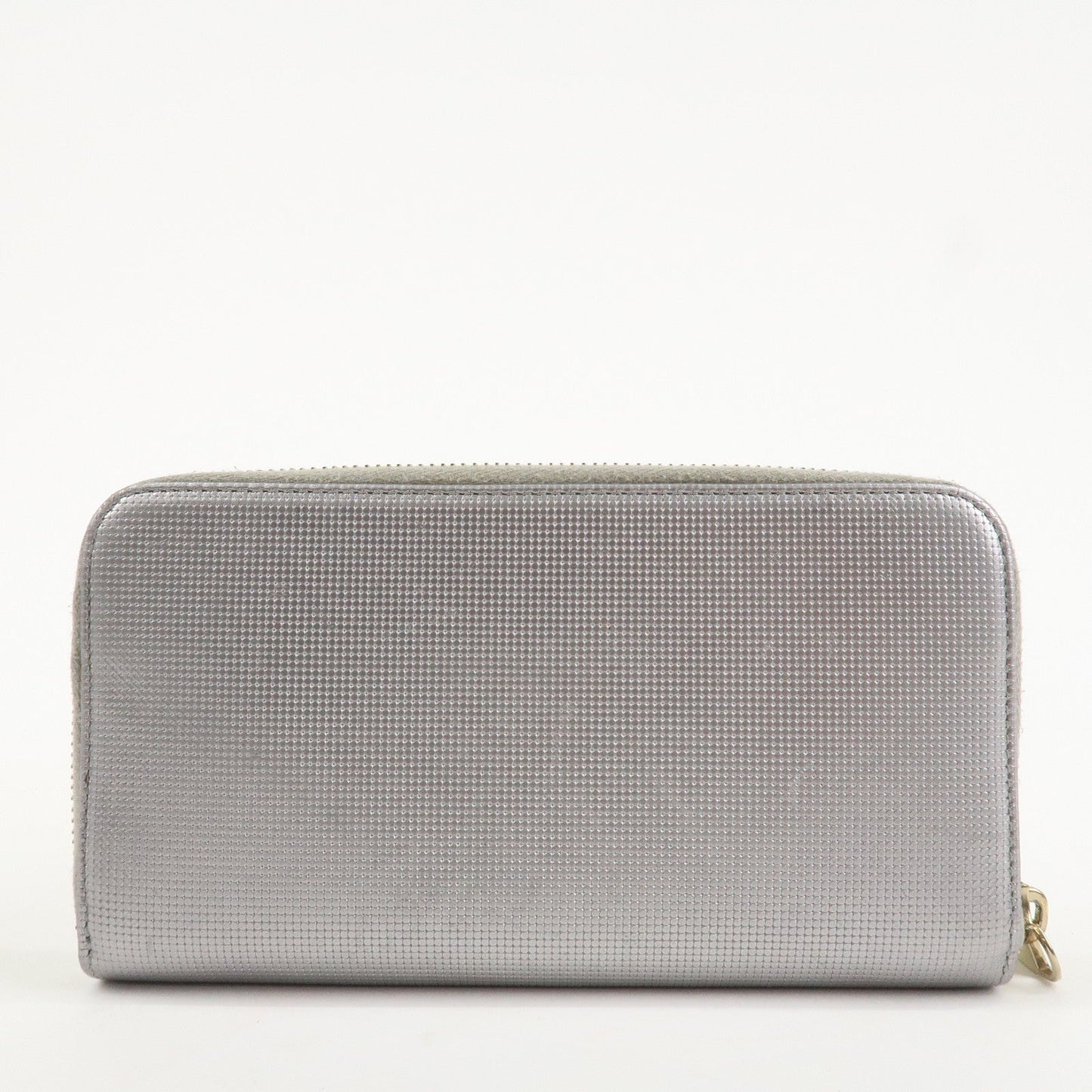 FENDI Leather Round Zippy Long Wallet Silver 8M0024