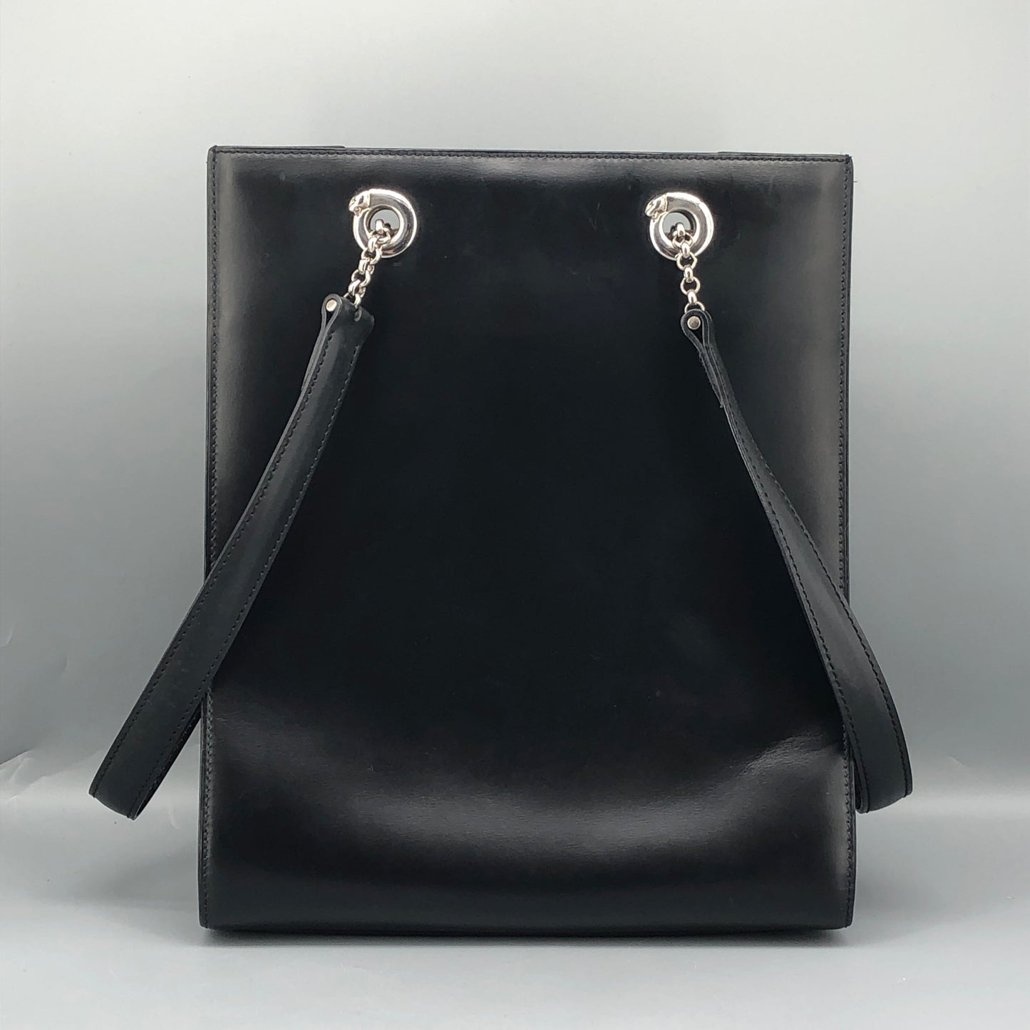 Cartier Black Smooth Leather Vertical Shoulder Tote Bag