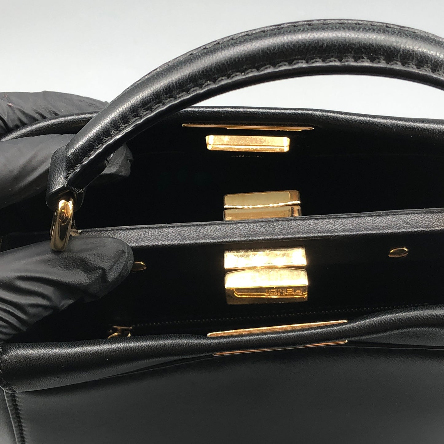 Fendi Peekaboo Mini Black Smooth Calf Leather Handbag