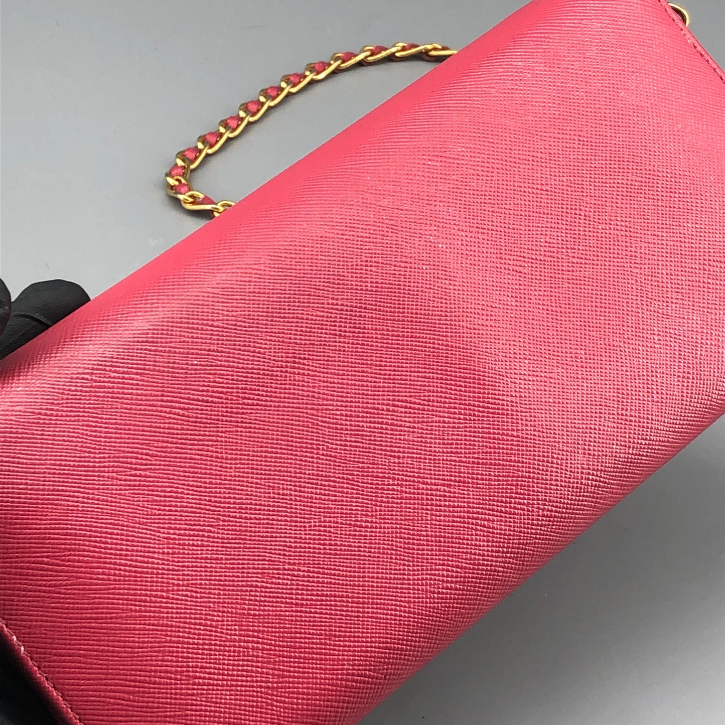 Prada Saffiano Leather WOC Wallet On Chain Hot Pink