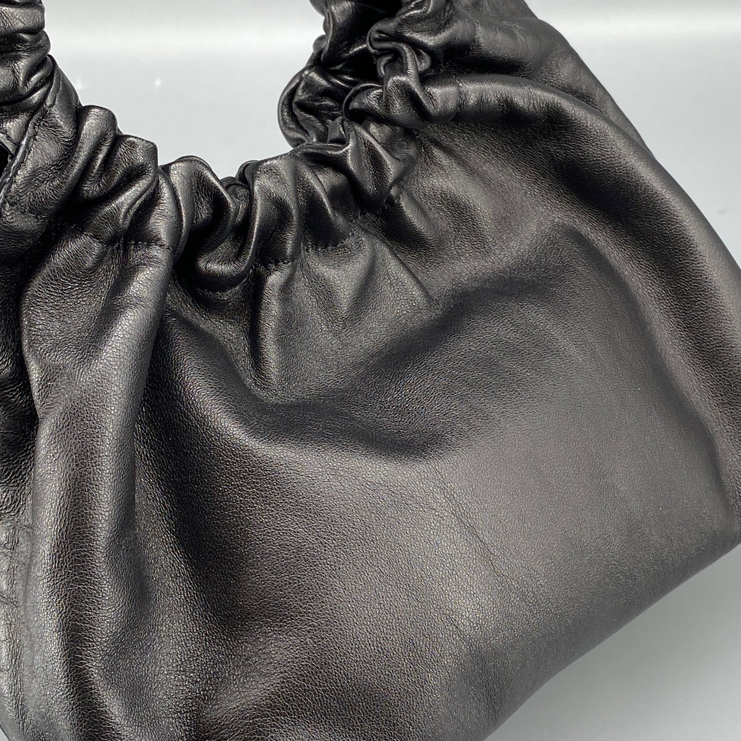 The Row Double Circle Bag Soft Black Leather Shoulder Bag