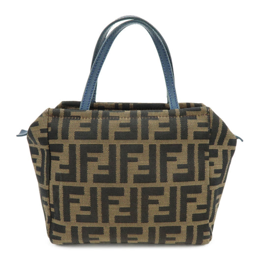 FENDI Zucca Canvas Leather Hand Bag Brown Black Navy 8N0000