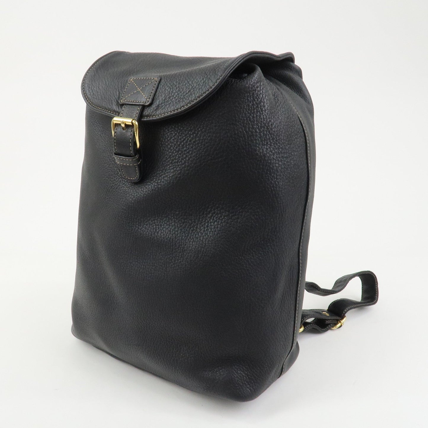 FENDI Logo Leather Backpack Rucksack Black 26063