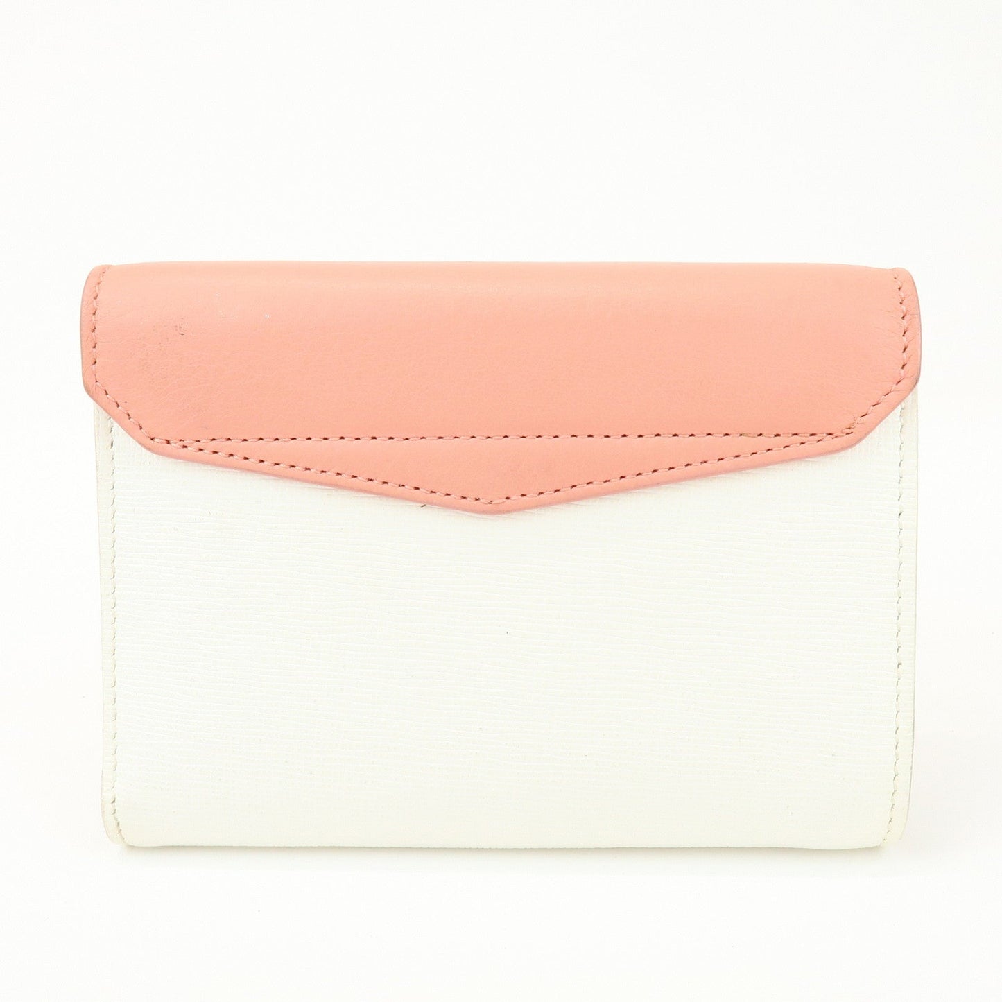 FENDI Leather Bicolor Bi-fold Compact Wallet White LightPink 8M0352